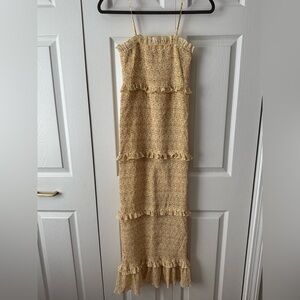 Elegant Yellow Ruffle Maxi Dress